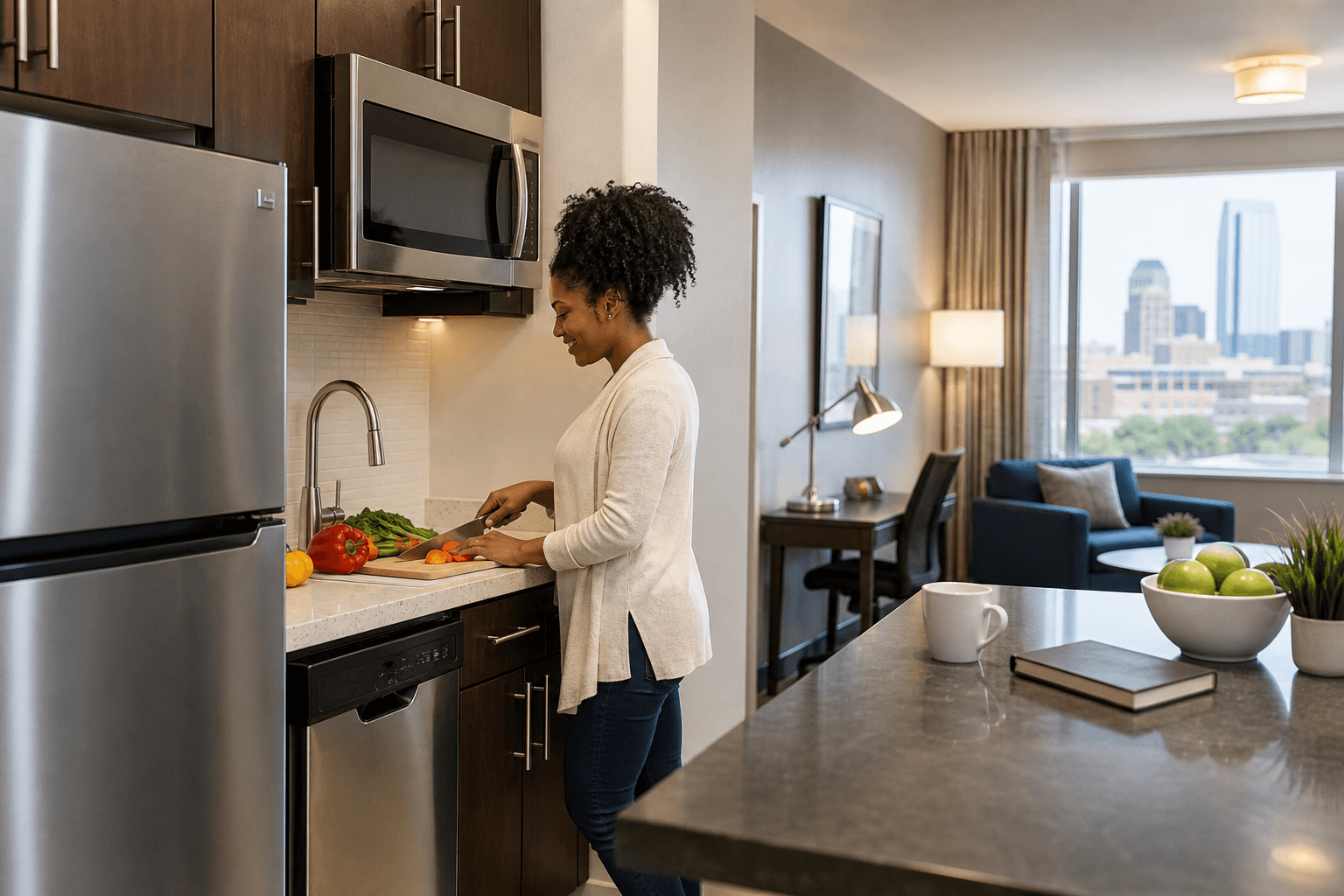 Seven benefits of in-suite kitchen for extended stays in Oklahoma City