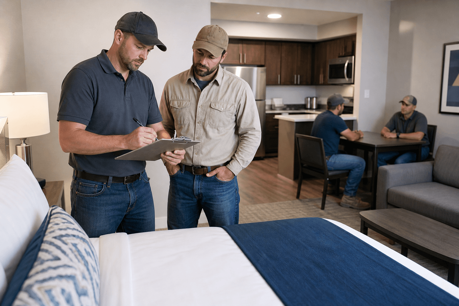 What contractor housing essentials should crew leads check before booking?